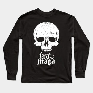 Distressed Krav Maga Skull Long Sleeve T-Shirt